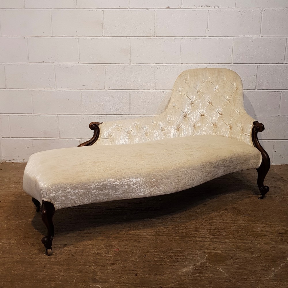 ANTIQUE VICTORIAN MAHOGANY FRAMED CHAISE LONGUE C1880 View VI
