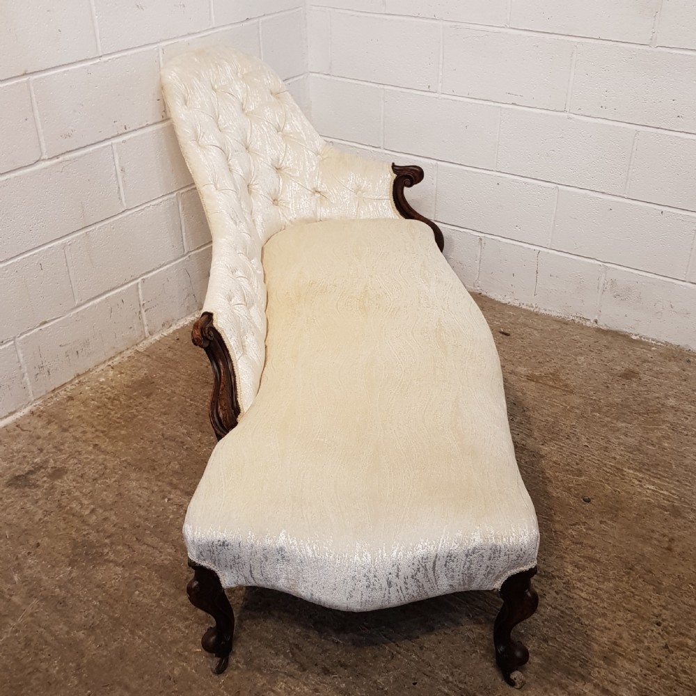 ANTIQUE VICTORIAN MAHOGANY FRAMED CHAISE LONGUE C1880 View VII