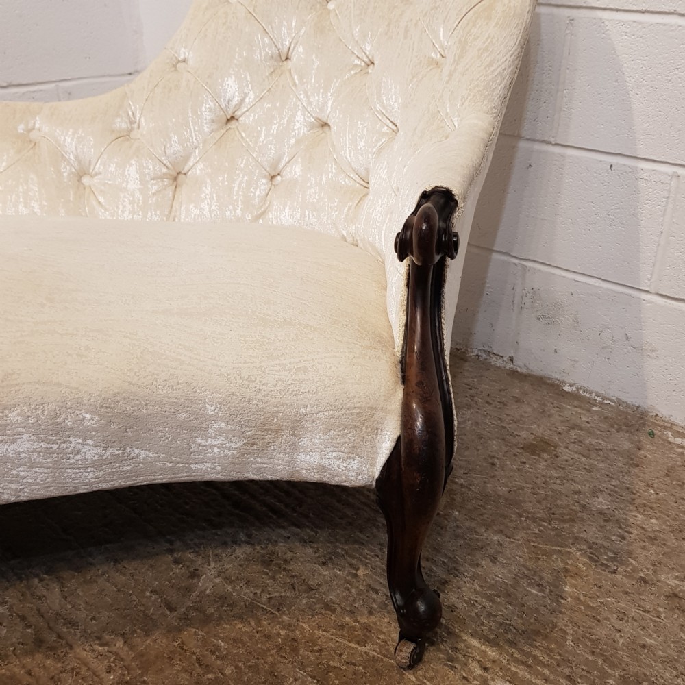 ANTIQUE VICTORIAN MAHOGANY FRAMED CHAISE LONGUE C1880 View VIII