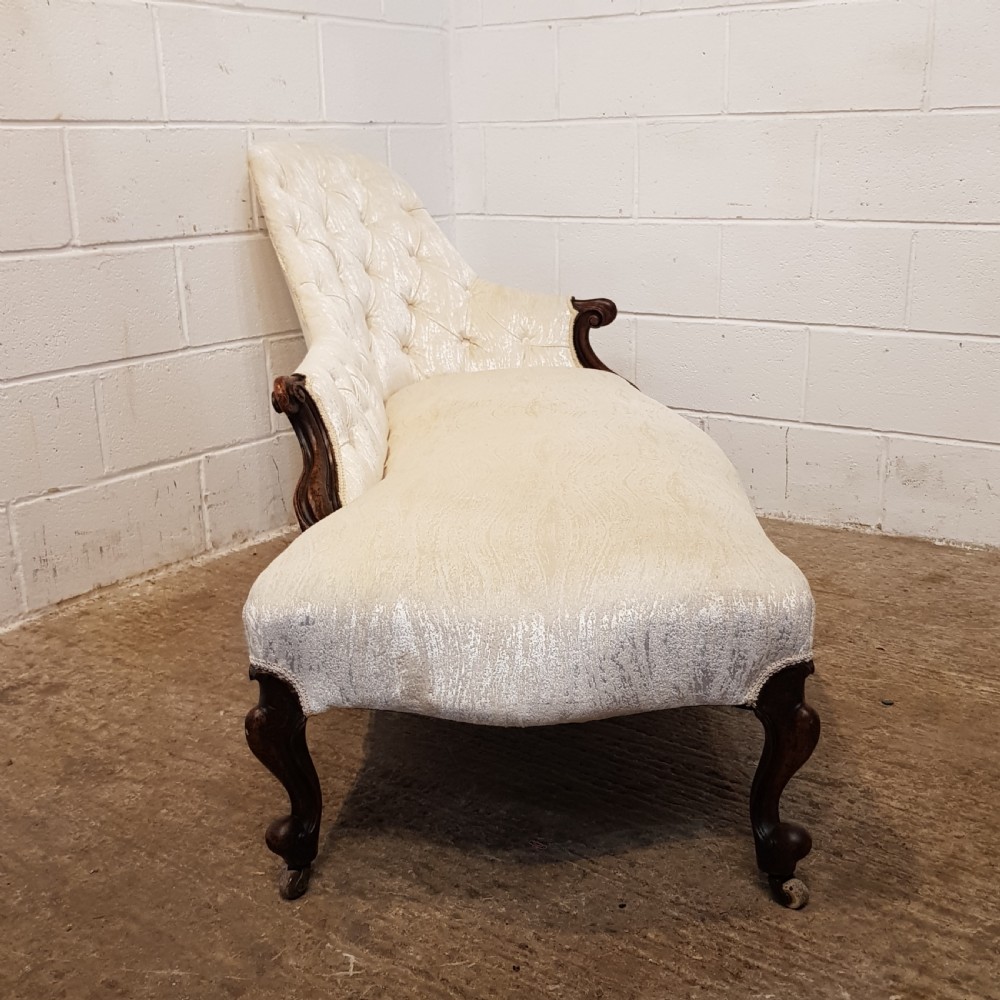 ANTIQUE VICTORIAN MAHOGANY FRAMED CHAISE LONGUE C1880 View X