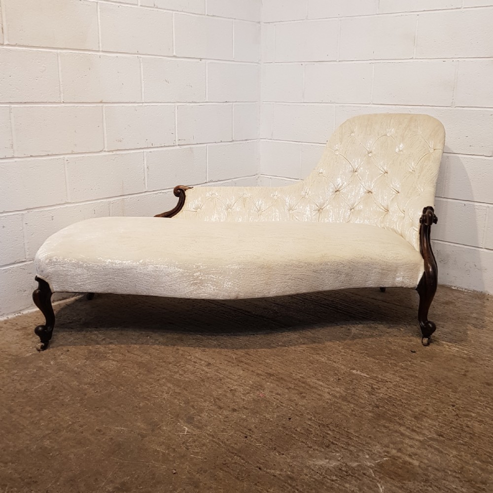 ANTIQUE VICTORIAN MAHOGANY FRAMED CHAISE LONGUE C1880 View XI