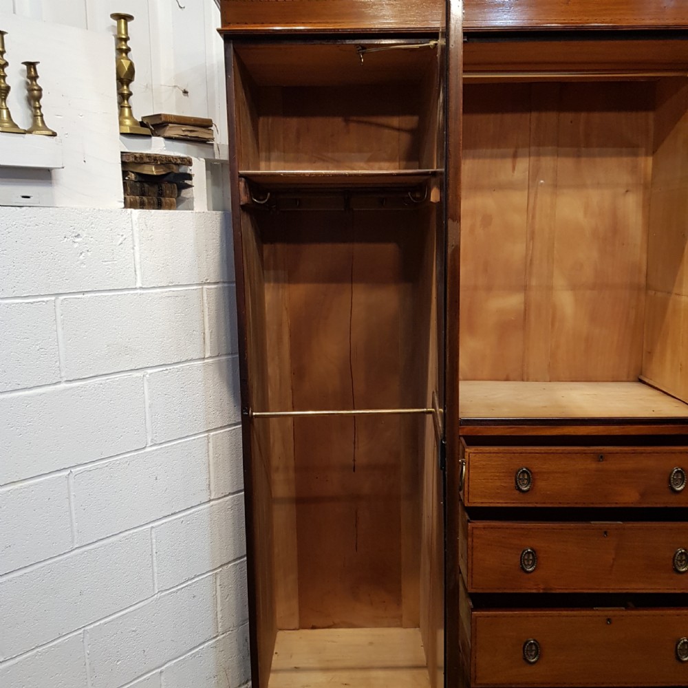 ANTIQUE EDWARDIAN INLAID MAHOGANY WARDROBE COMPACTUM C1900 View V