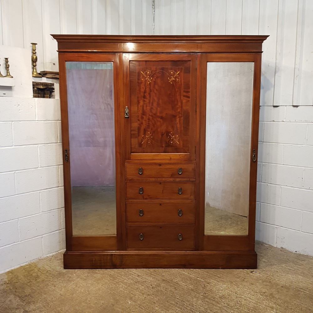 ANTIQUE EDWARDIAN INLAID MAHOGANY WARDROBE COMPACTUM C1900 View X
