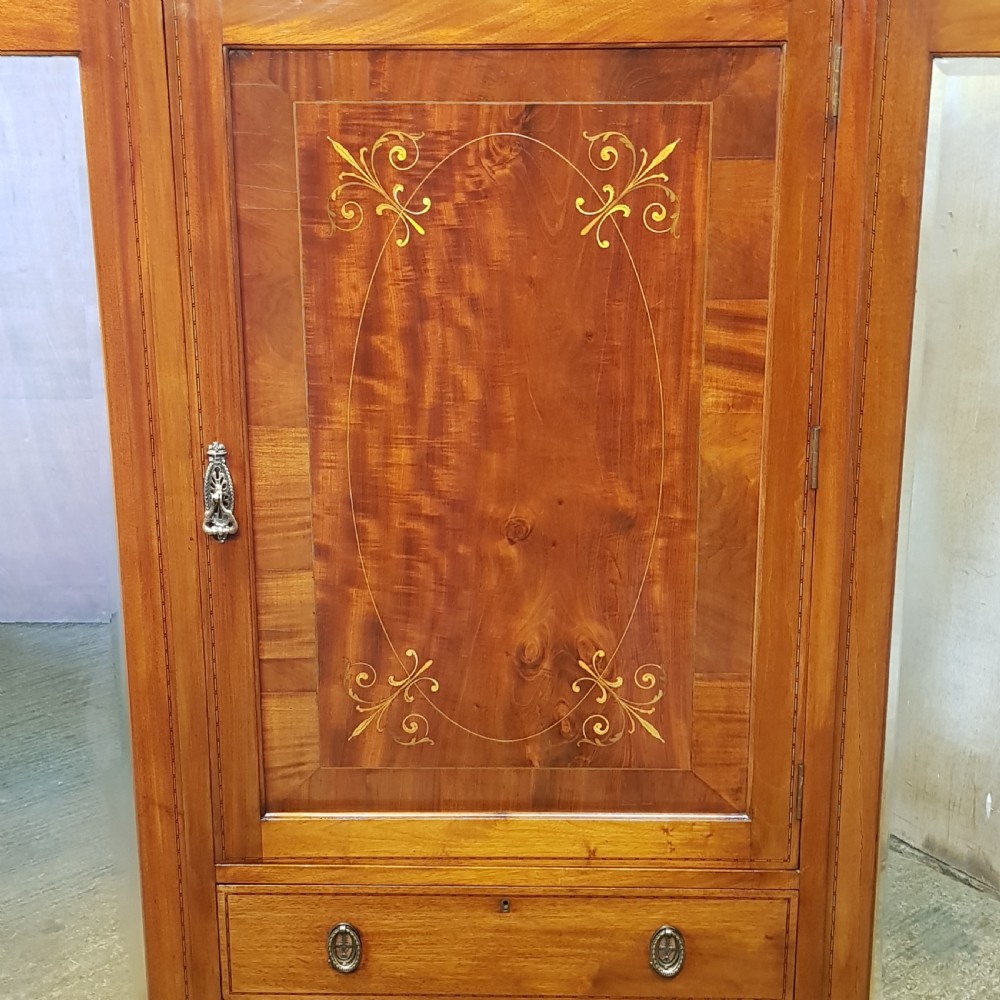 ANTIQUE EDWARDIAN INLAID MAHOGANY WARDROBE COMPACTUM C1900 View XII