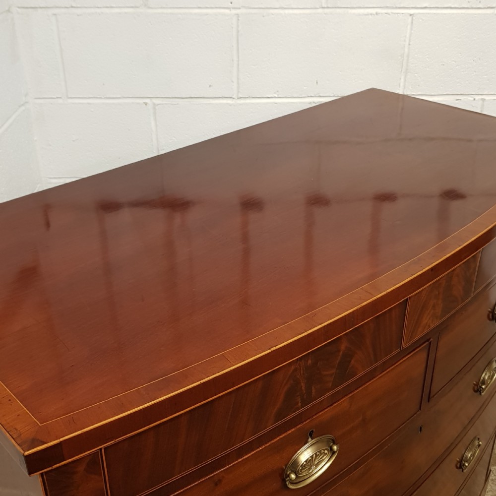 ANTIQUE REGENCY MAHOGANY BOW FRONTED CHEST OF DRAWERS C1820 View IV