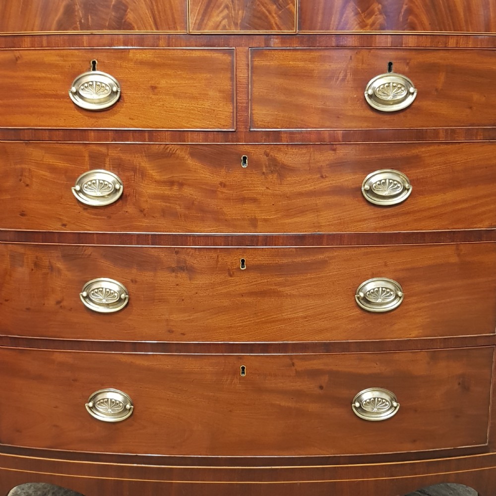 ANTIQUE REGENCY MAHOGANY BOW FRONTED CHEST OF DRAWERS C1820 View V