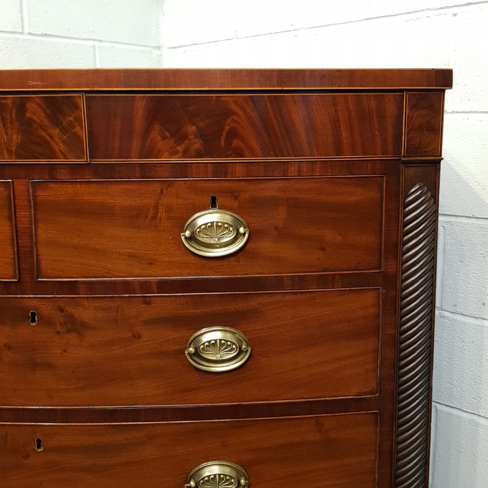 ANTIQUE REGENCY MAHOGANY BOW FRONTED CHEST OF DRAWERS C1820 View VIII