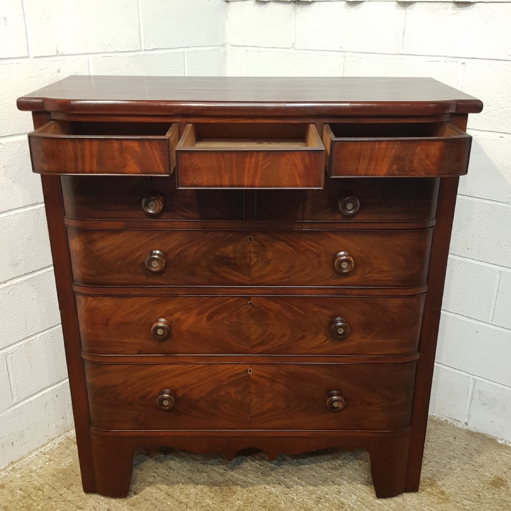 ANTIQUE VICTORIAN MAHOGANY BOW FRONT CHEST OF DRAWERS C1880 View IV