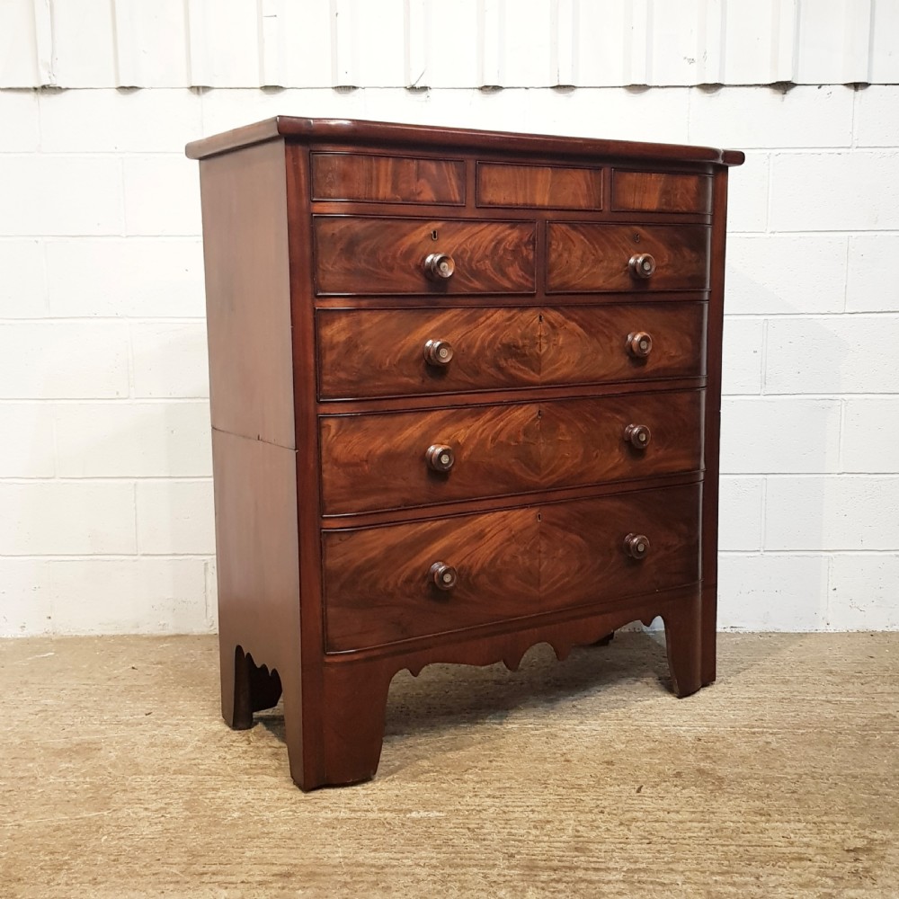 ANTIQUE VICTORIAN MAHOGANY BOW FRONT CHEST OF DRAWERS C1880 View V