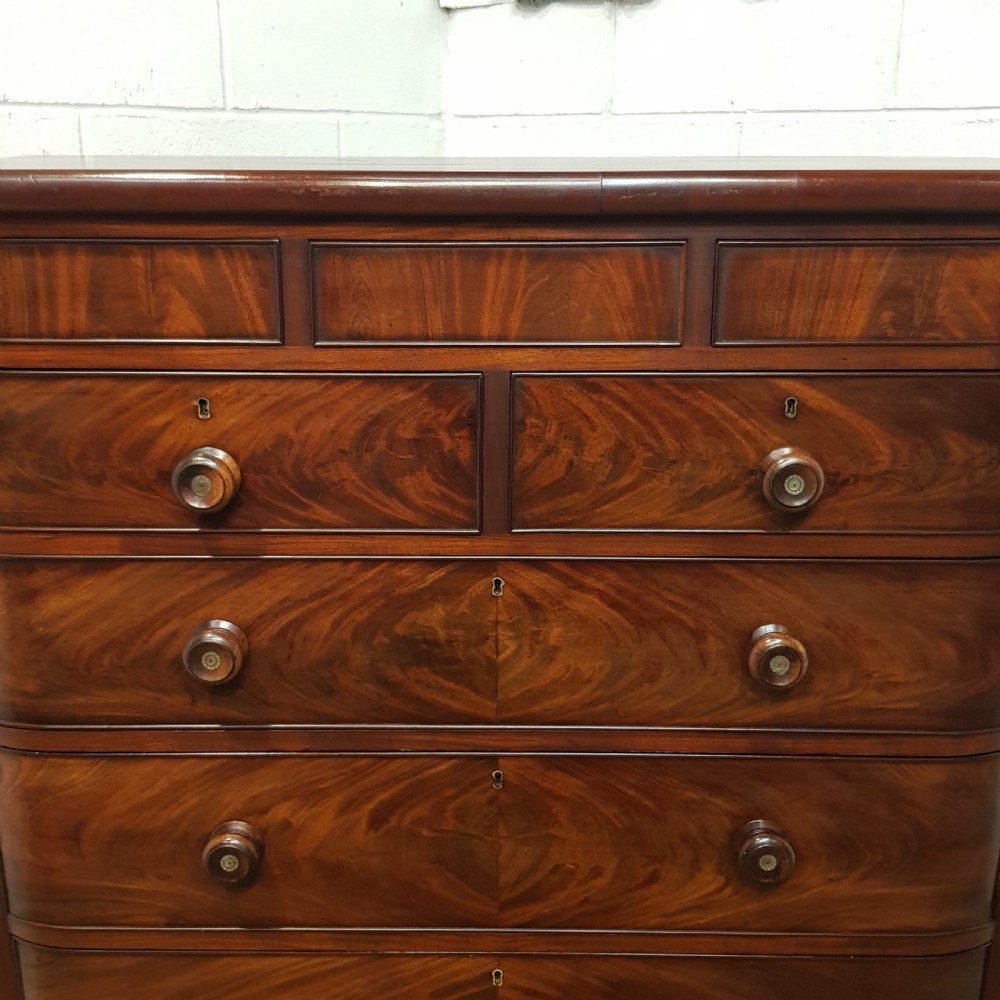 ANTIQUE VICTORIAN MAHOGANY BOW FRONT CHEST OF DRAWERS C1880 View VII