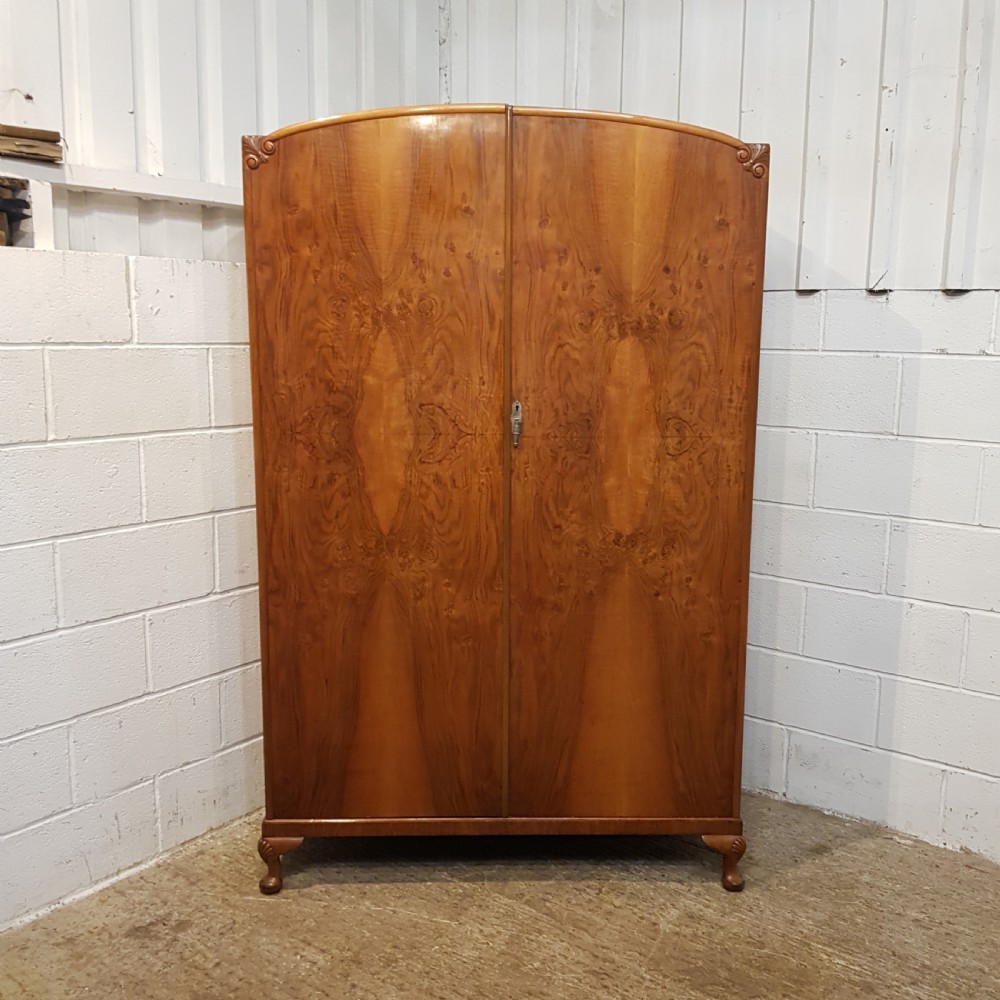 ANTIQUE  ART DECO BURR WALNUT DOUBKE WARDROBE C1920 View III