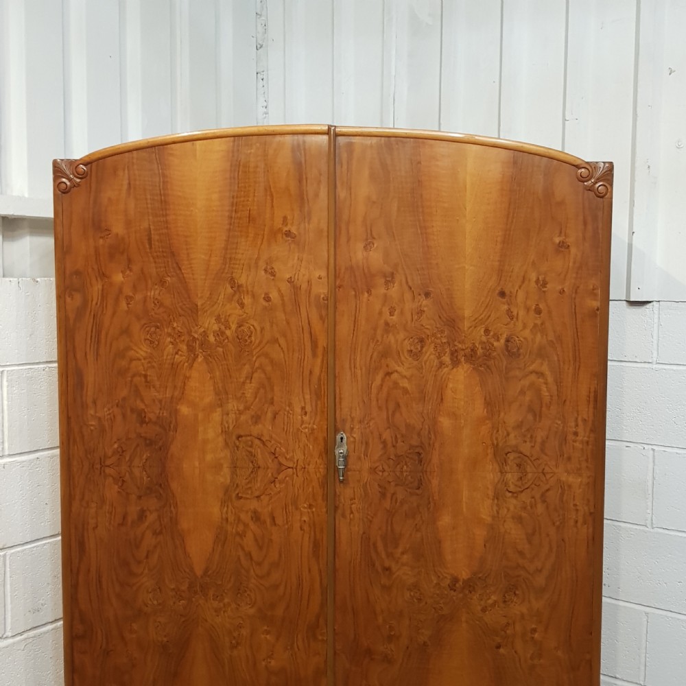 ANTIQUE  ART DECO BURR WALNUT DOUBKE WARDROBE C1920 View IV