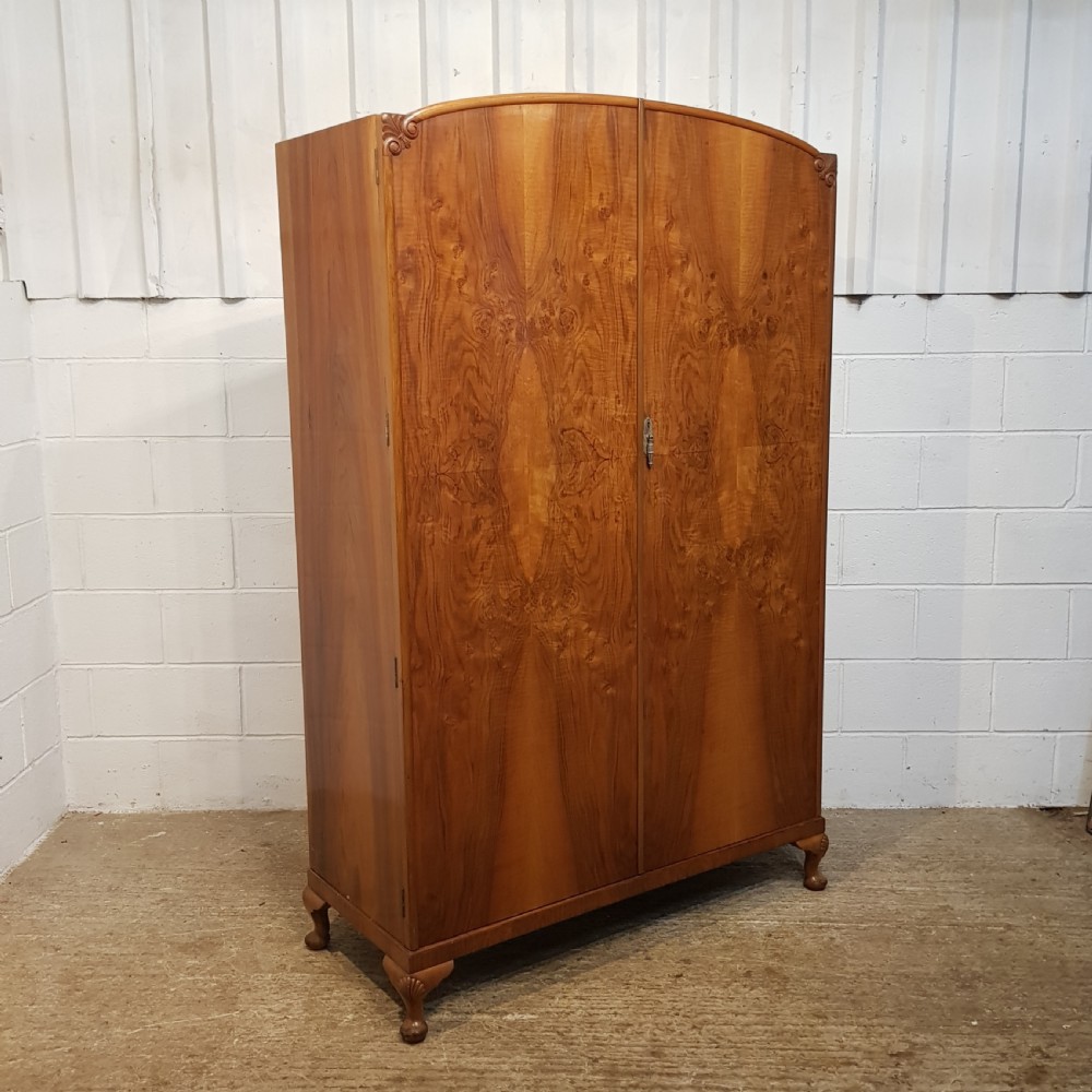 ANTIQUE  ART DECO BURR WALNUT DOUBKE WARDROBE C1920 View V