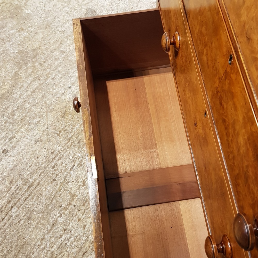 ANTIQUE VICTORIAN BURR WALNUT CHEST OF DRAWERS C1880 View III