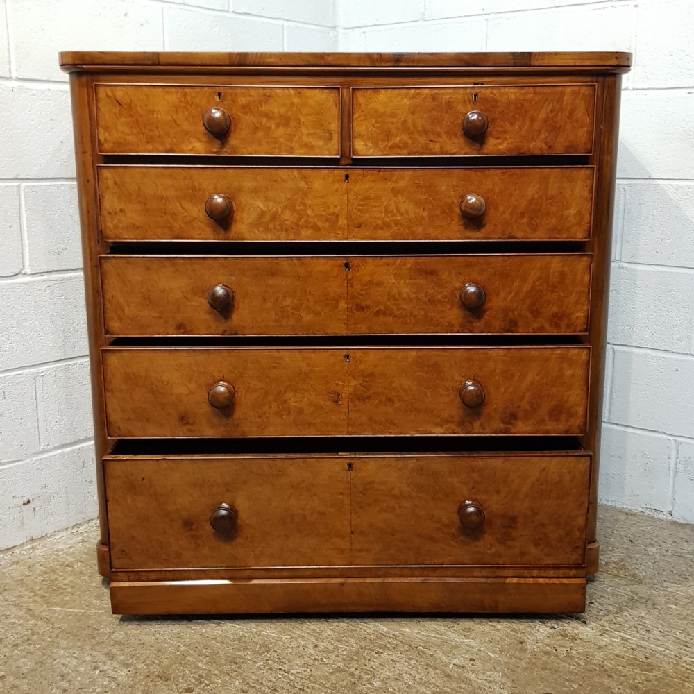 ANTIQUE VICTORIAN BURR WALNUT CHEST OF DRAWERS C1880 View IV