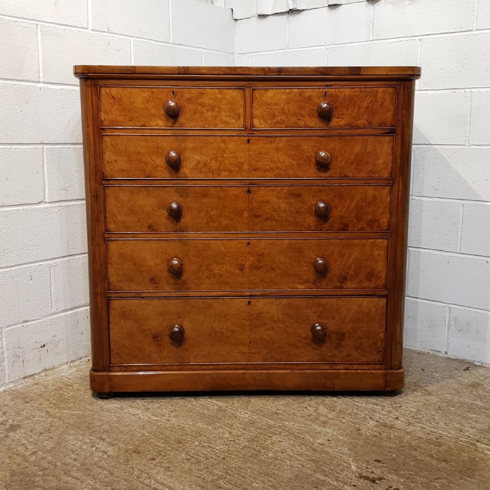 ANTIQUE VICTORIAN BURR WALNUT CHEST OF DRAWERS C1880 View V