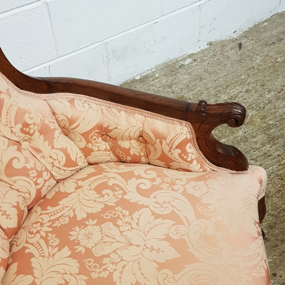 ANTIQUE 19TH  CENT BIEDERMEIER WALNUT SHOW FRAME SALON ARMCHAIR C1870 View V