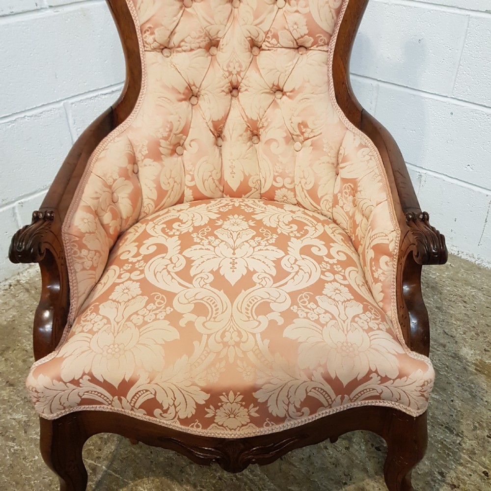 ANTIQUE 19TH  CENT BIEDERMEIER WALNUT SHOW FRAME SALON ARMCHAIR C1870 View VII