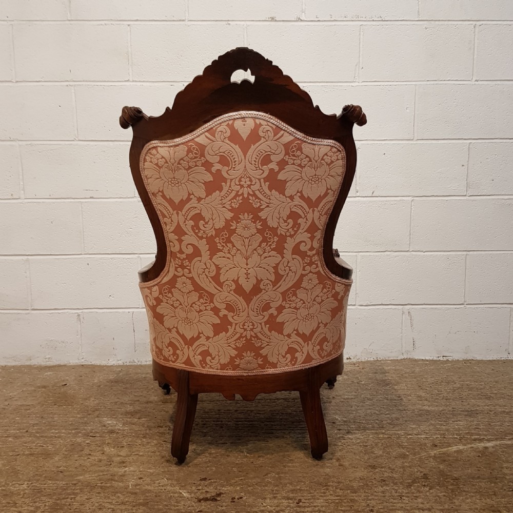 ANTIQUE 19TH  CENT BIEDERMEIER WALNUT SHOW FRAME SALON ARMCHAIR C1870 View VIII