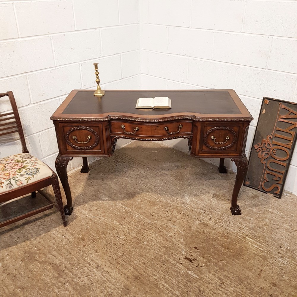 ANTIQUE EDWARDIAN CHIPPENDALE MAHOGANY WRITING DESK C1900 View III