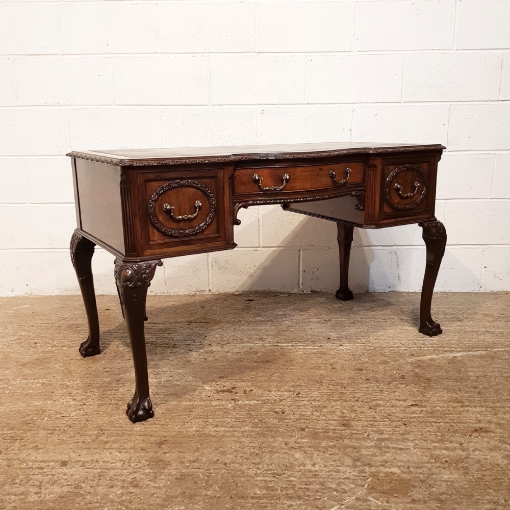 ANTIQUE EDWARDIAN CHIPPENDALE MAHOGANY WRITING DESK C1900 View V