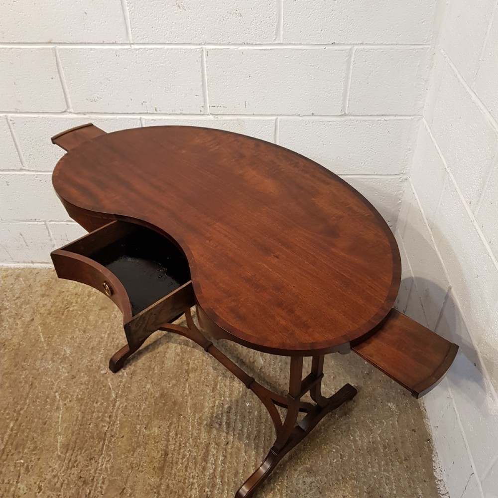 ANTIQUE EDWARDIAN MAHOGANY KIDNEY SHAPED WRITING TABLE C1900 View IV