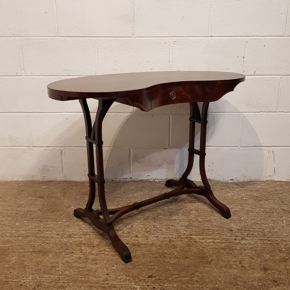 ANTIQUE EDWARDIAN MAHOGANY KIDNEY SHAPED WRITING TABLE C1900 View VIII