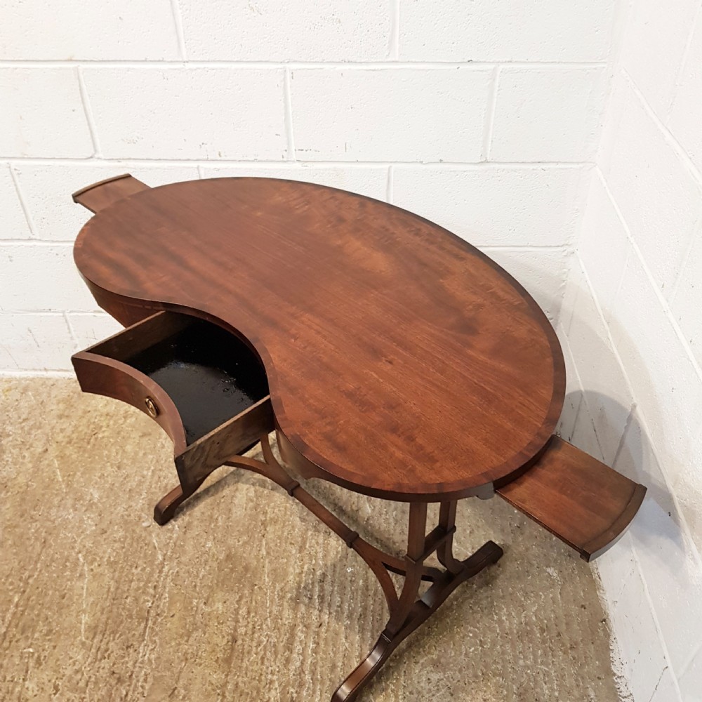 ANTIQUE EDWARDIAN MAHOGANY KIDNEY SHAPED WRITING TABLE C1900 View XI