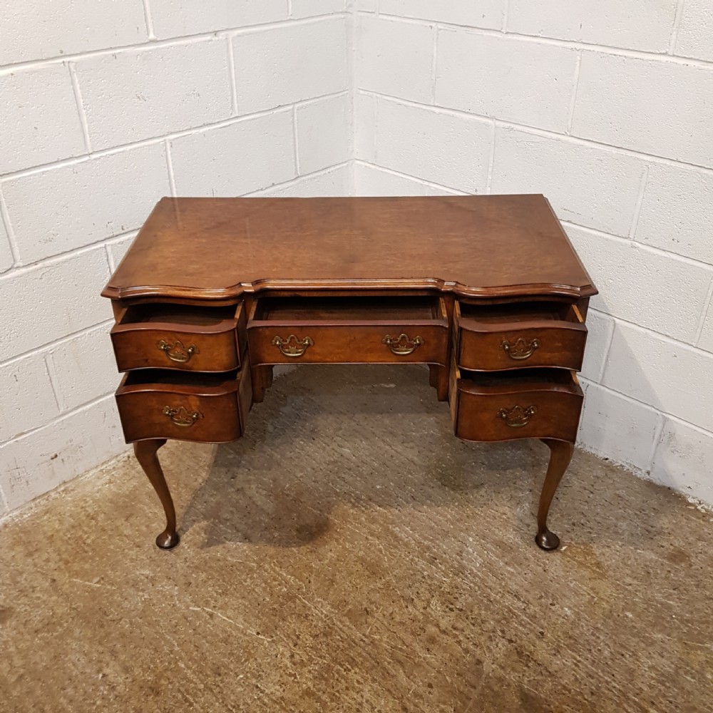 ANTIQUE BURR WALNUT SERPENTINE SHAPED DESK C1920 View II