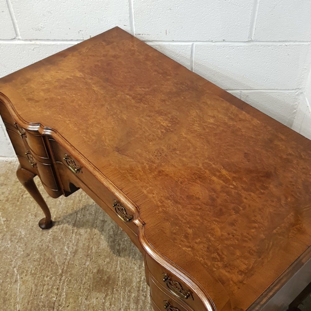 ANTIQUE BURR WALNUT SERPENTINE SHAPED DESK C1920 View V