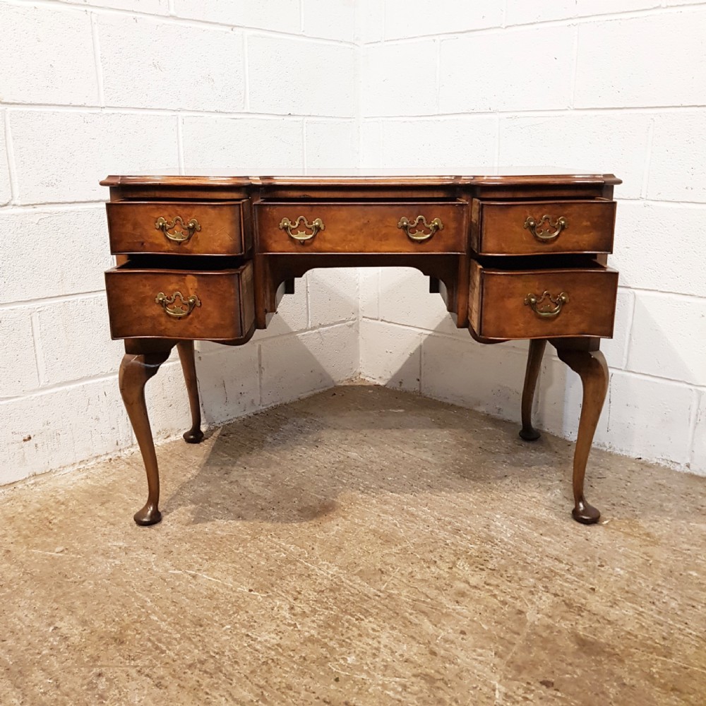 ANTIQUE BURR WALNUT SERPENTINE SHAPED DESK C1920 View VI