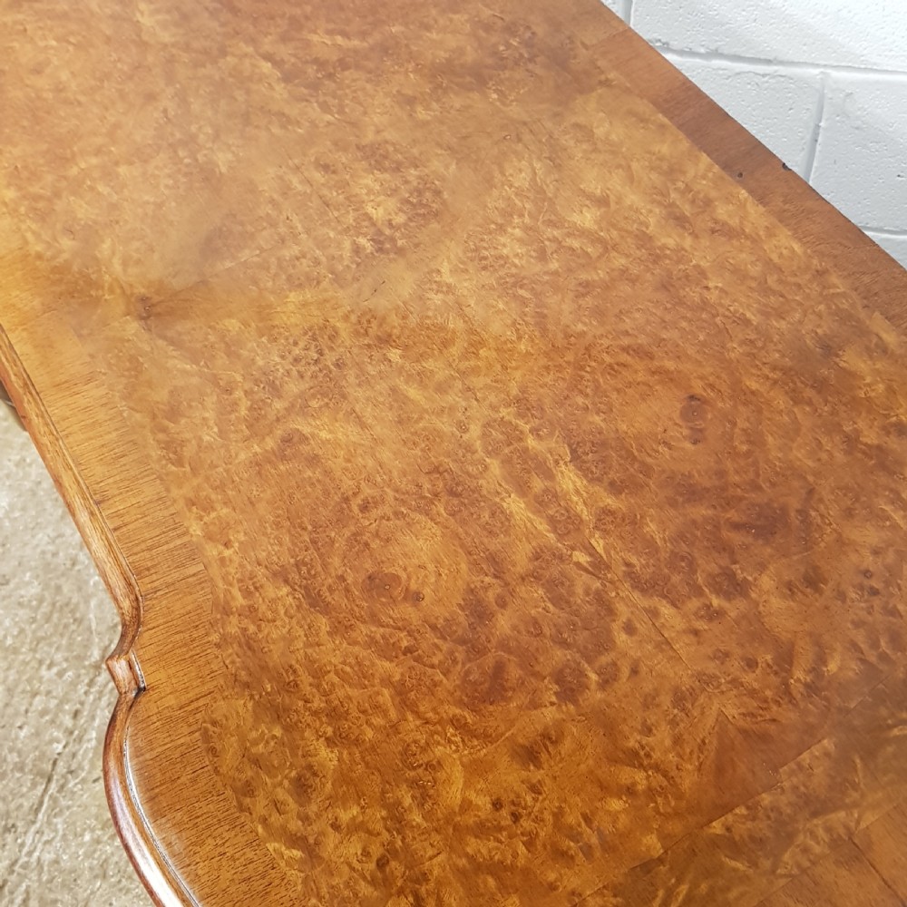 ANTIQUE BURR WALNUT SERPENTINE SHAPED DESK C1920 View VII