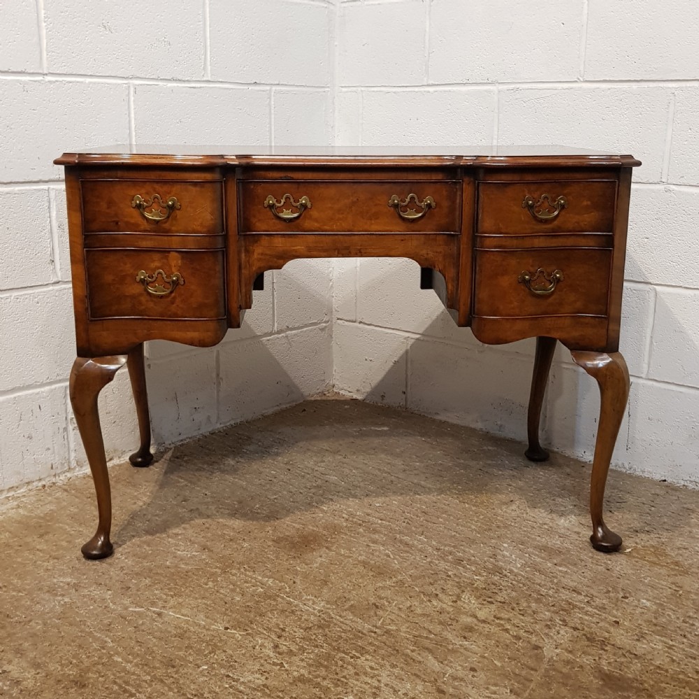 ANTIQUE BURR WALNUT SERPENTINE SHAPED DESK C1920 View IX