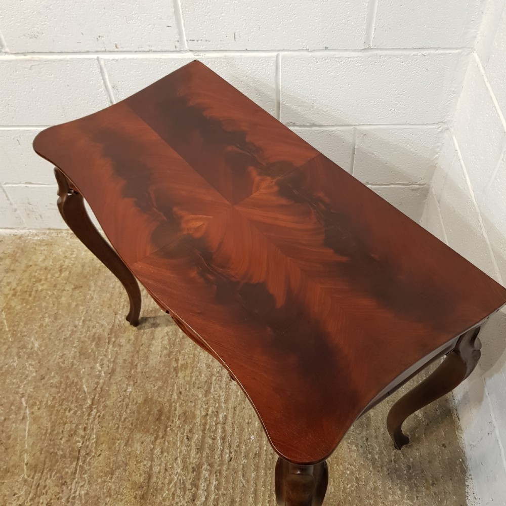 ANTIQUE  19TH CENTURY FRENCH MAHOGANY SERPENTINE SHAPED SIDE TABLE C1880 View VI