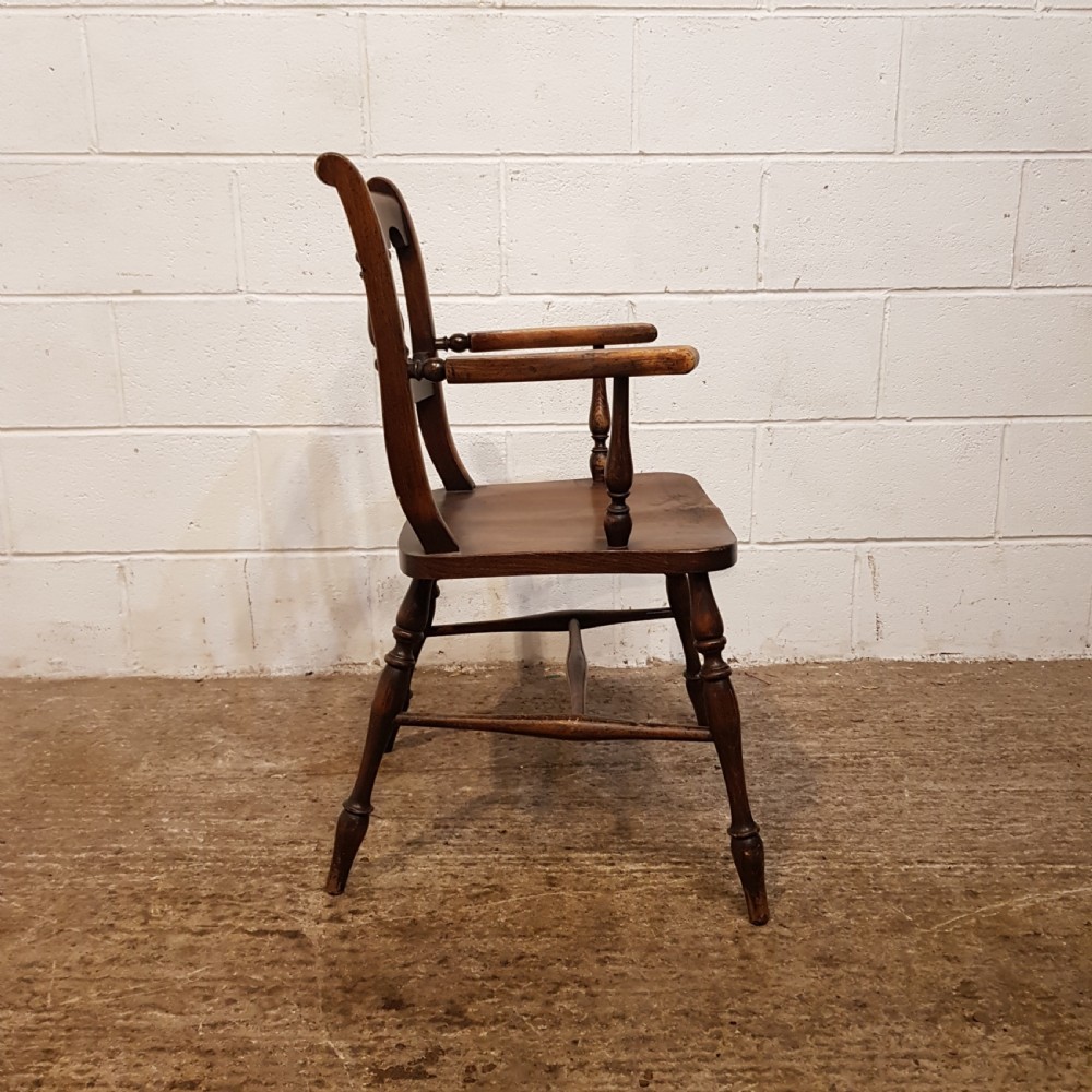 SET SIX ANTIQUE VICTORIAN OAK &  ELM COUNTRY CHAIRS C1880 View V