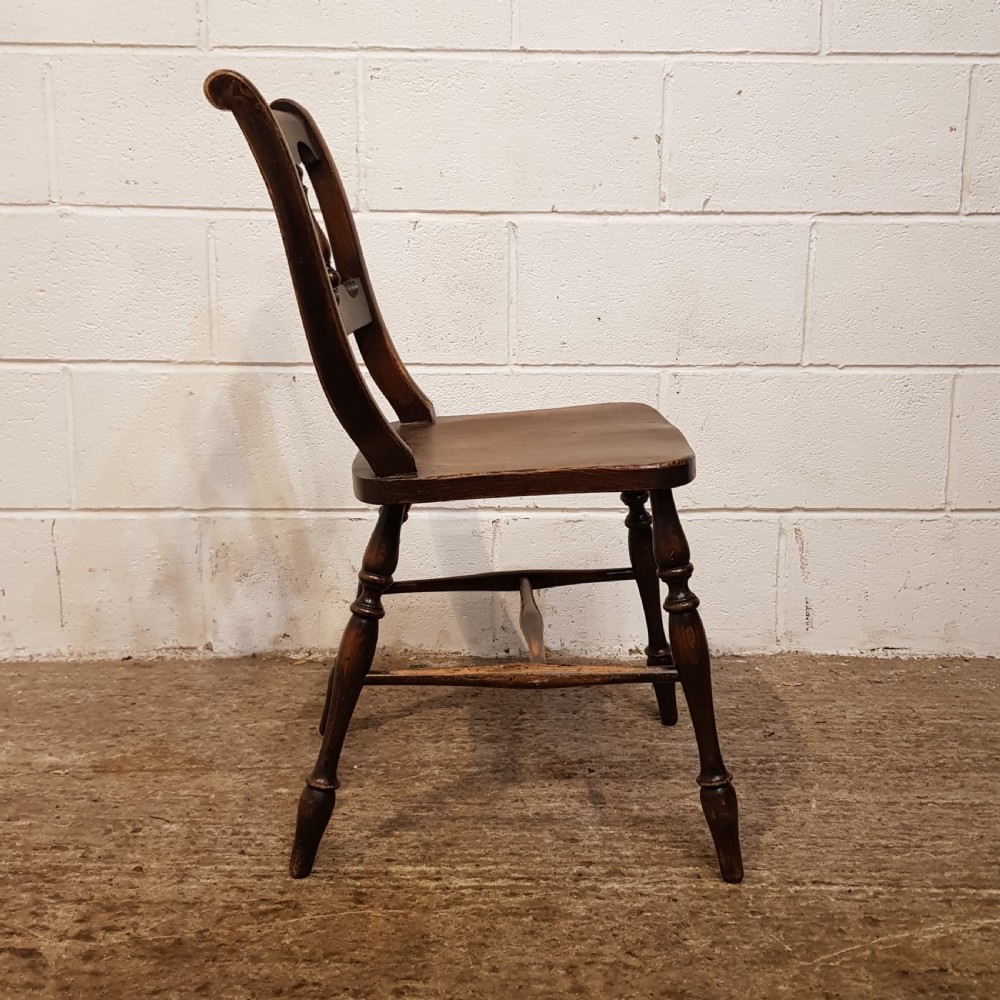 SET SIX ANTIQUE VICTORIAN OAK &  ELM COUNTRY CHAIRS C1880 View IX