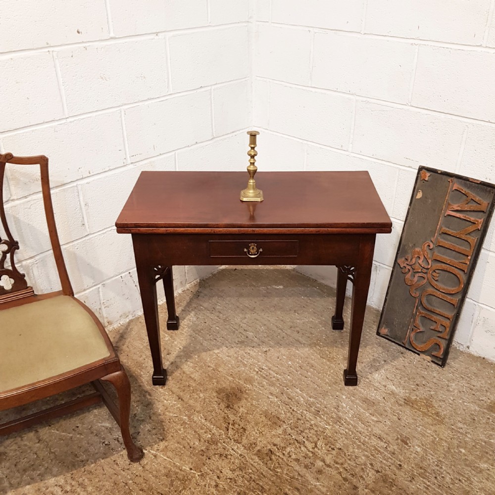 ANTIQUE 18TH CENTURY MAHOGANY FOLD OVER TEA TABLE C1780 View IX