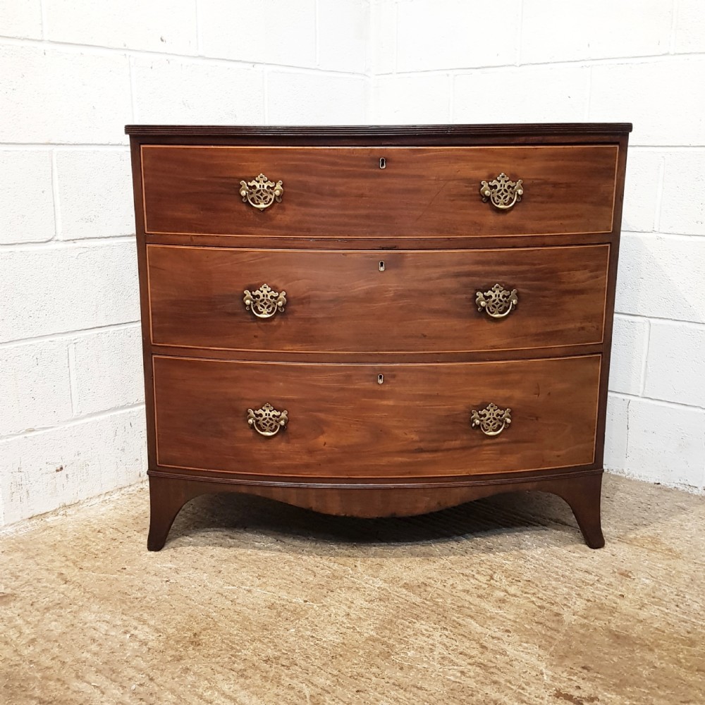 ANTIQUE REGENCY MAHOGANY BOW FRONT CHEST OF DRAWERS C1820 View V