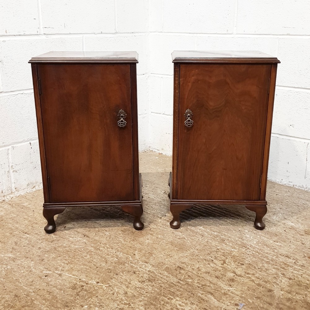 ANTIQUE PAIR MAHOGANY BEDSIDE CABINETS C1930 View IV
