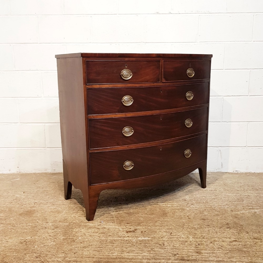 ANTIQUE REGENCY MAHOGANY BOW FRONT CHEST OF DRAWERS C1820 View II
