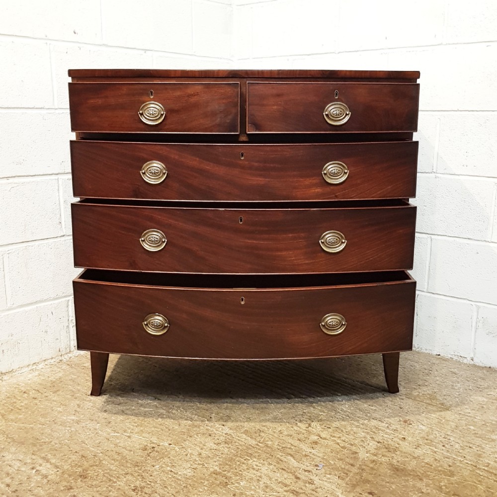 ANTIQUE REGENCY MAHOGANY BOW FRONT CHEST OF DRAWERS C1820 View III