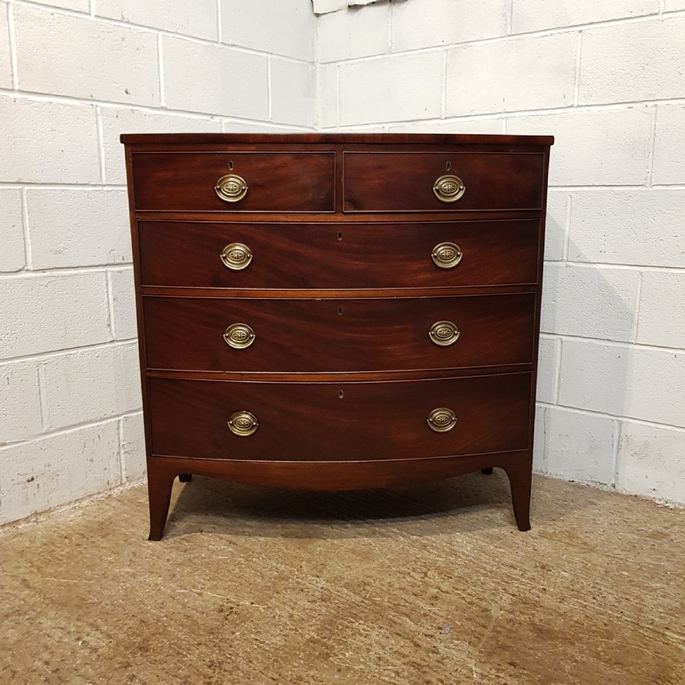 ANTIQUE REGENCY MAHOGANY BOW FRONT CHEST OF DRAWERS C1820 View IV