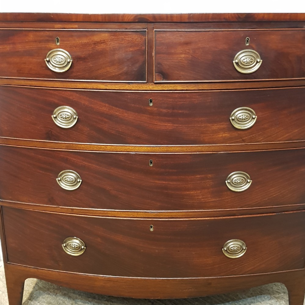ANTIQUE REGENCY MAHOGANY BOW FRONT CHEST OF DRAWERS C1820 View V