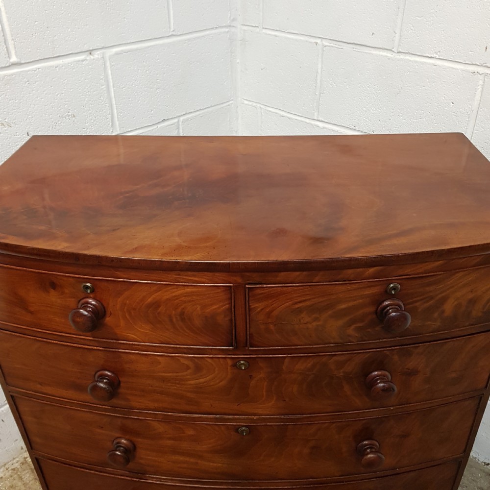 ANTIQUE VICTORIAN MAHOGANY BOW FRONT CHEST OF DRAWERS C1880 View III