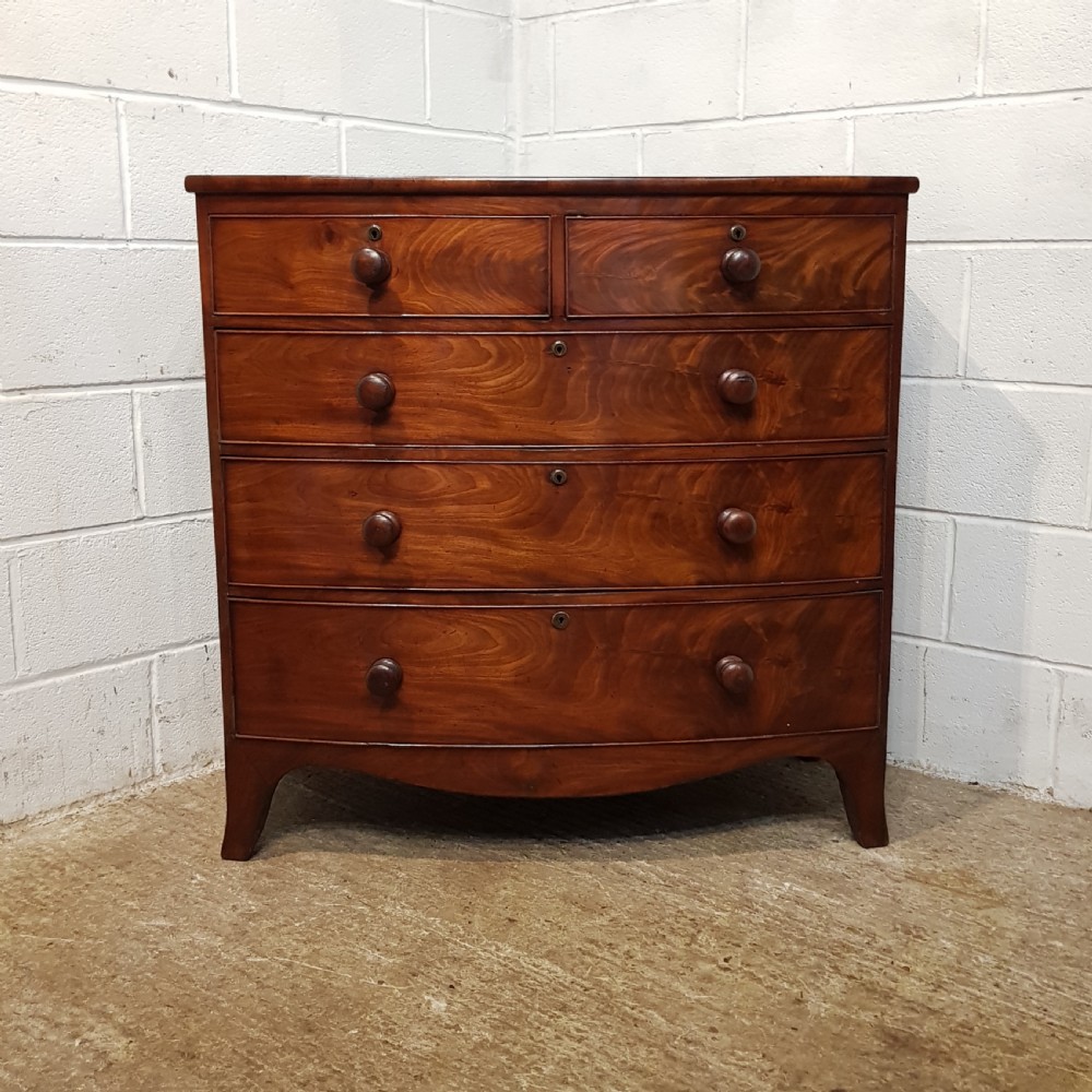 ANTIQUE VICTORIAN MAHOGANY BOW FRONT CHEST OF DRAWERS C1880 View IV