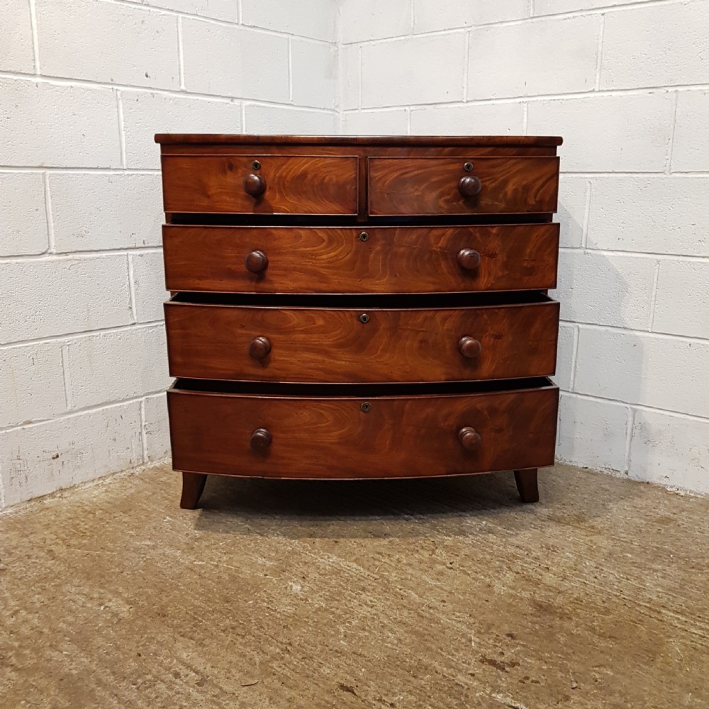 ANTIQUE VICTORIAN MAHOGANY BOW FRONT CHEST OF DRAWERS C1880 View V