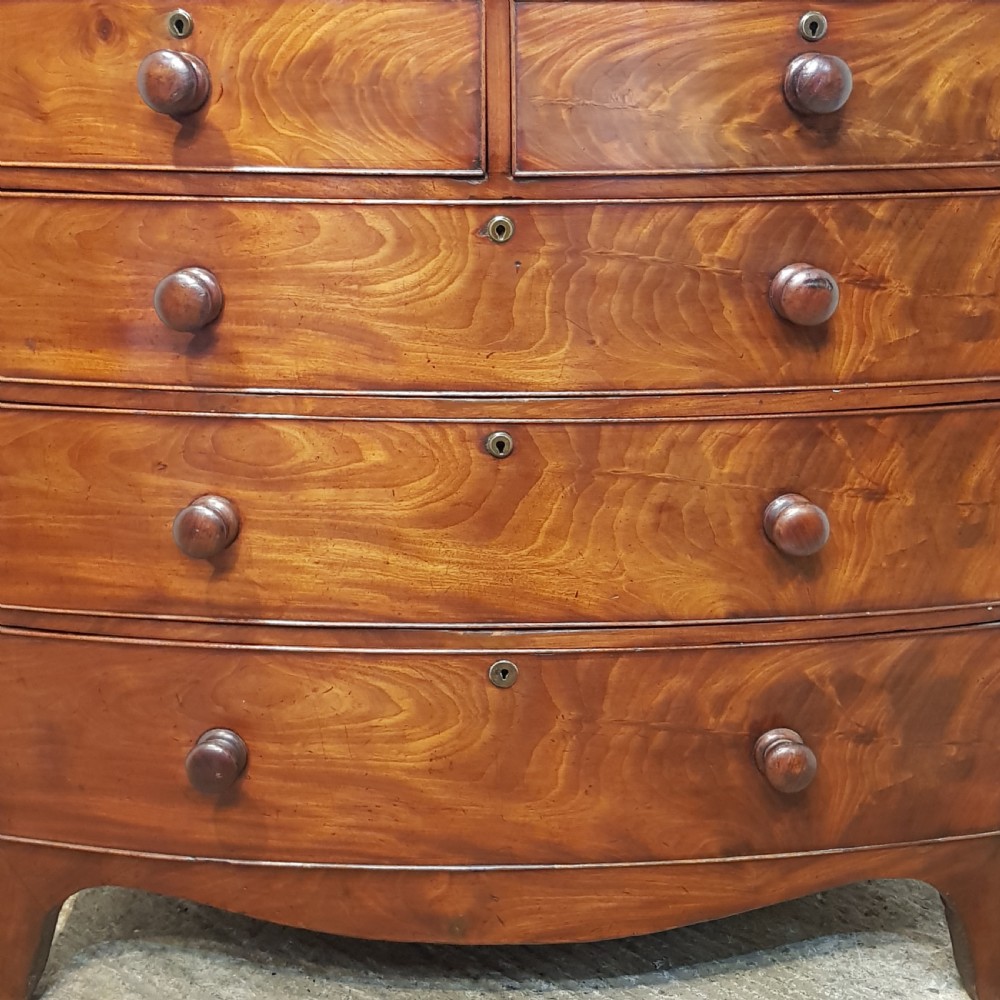 ANTIQUE VICTORIAN MAHOGANY BOW FRONT CHEST OF DRAWERS C1880 View VI