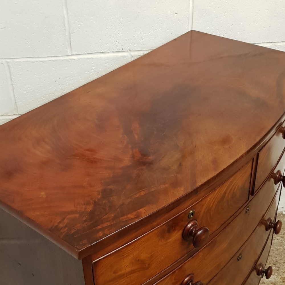 ANTIQUE VICTORIAN MAHOGANY BOW FRONT CHEST OF DRAWERS C1880 View VII