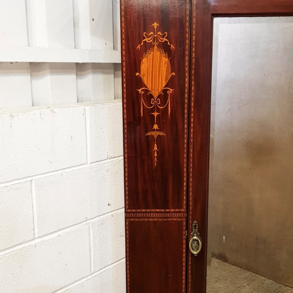 ANTIQUE EDWARDIAN INLAID MAHOGANY SINGLE WARDROBE C1900 View VI