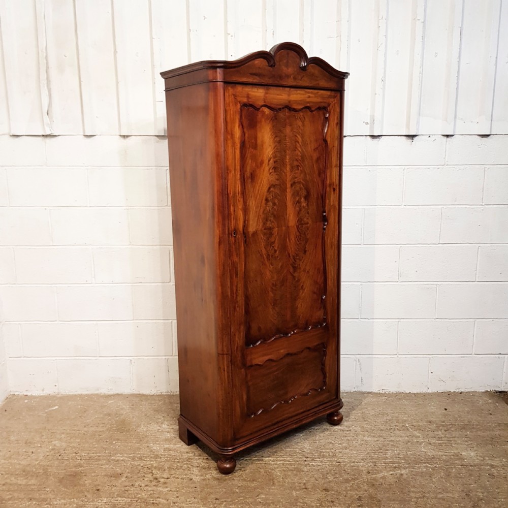 ANTIQUE 19TH CENTURY BIEDERMEIER  TALL NARROW MAHOGANY LINEN CUPBOARD C1850 View II